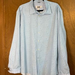 Joseph Abbound Size XXL Blue Floral Print Long Sleeve Cotton Shirt